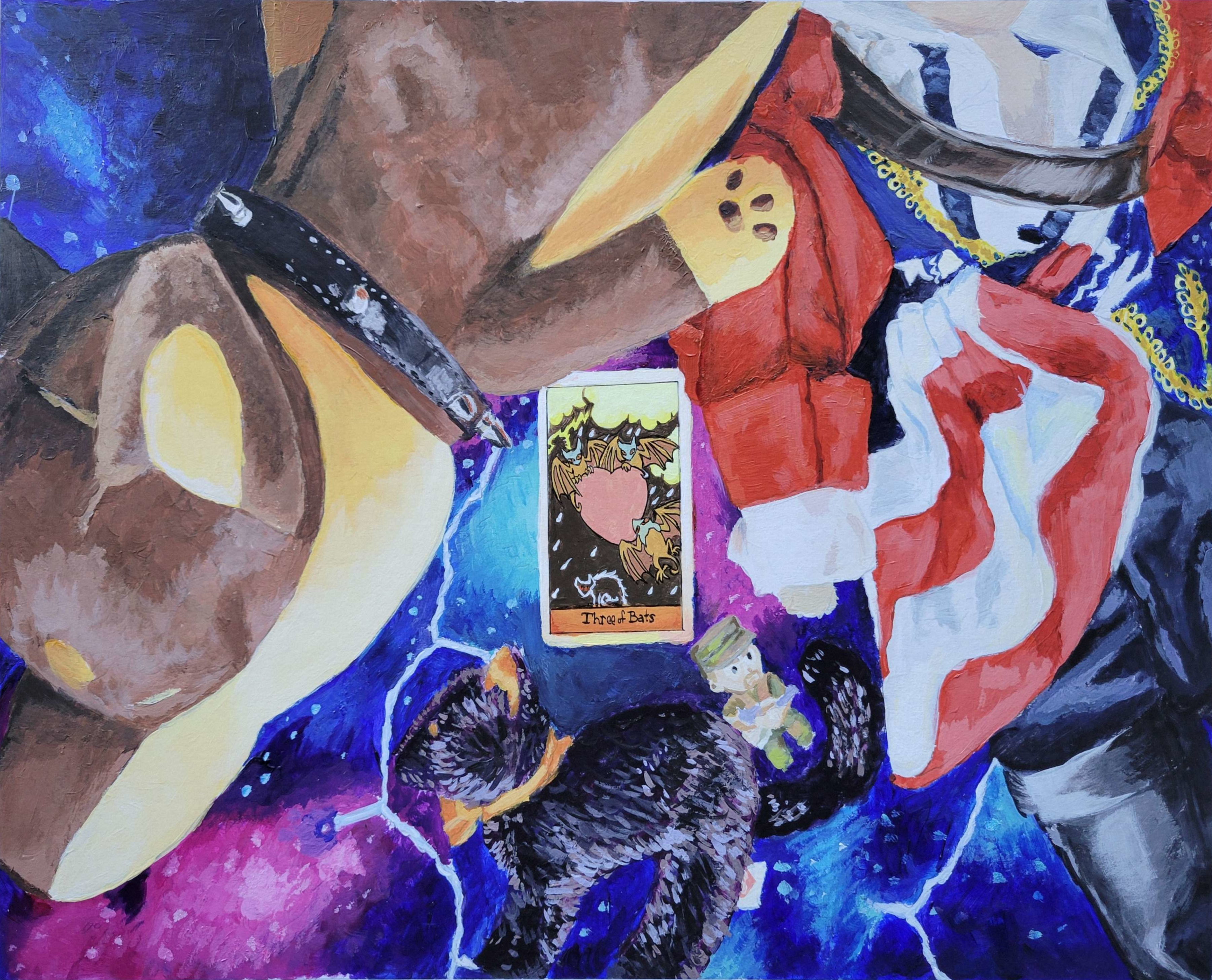 Three of Hearts | Acrylic on Illustration Board | 2022
